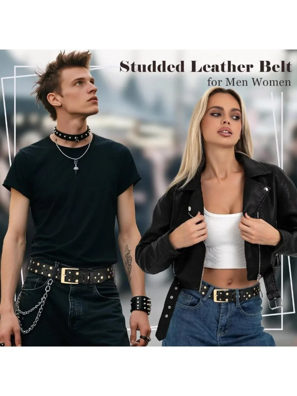 Goth Punk Studded Belt for Men & Women | Durable 1.5